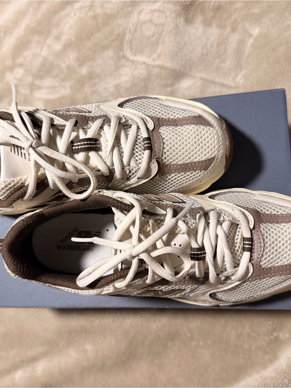 New Balance Cream and Brown Women's Sneakers - Picture 9 of 11